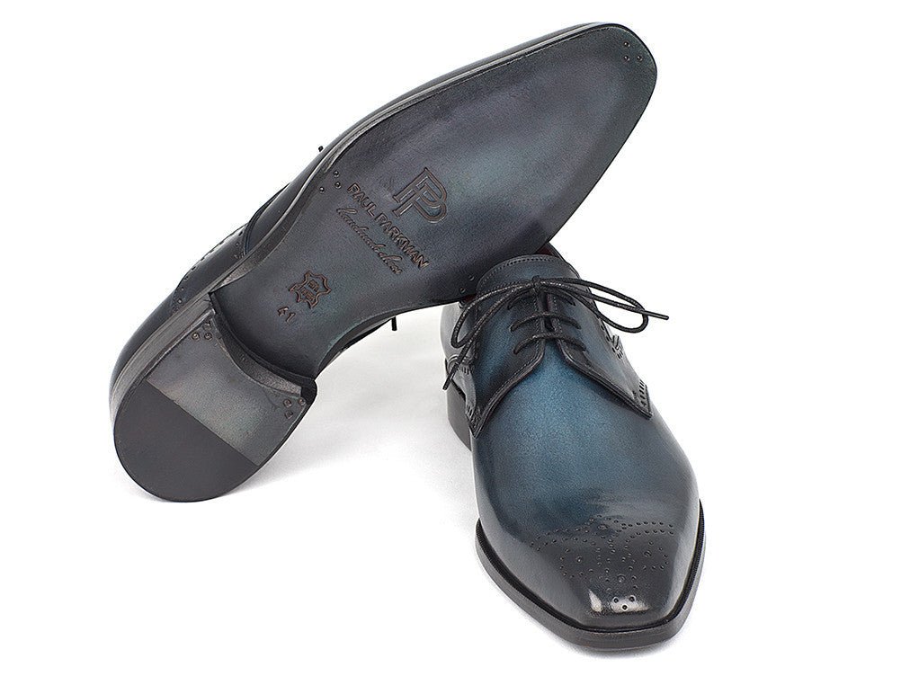 Paul Parkman Men's Medallion Toe Derby Shoes In Navy And Blue Shoes by Paul Parkman – Don't Panic Shoes