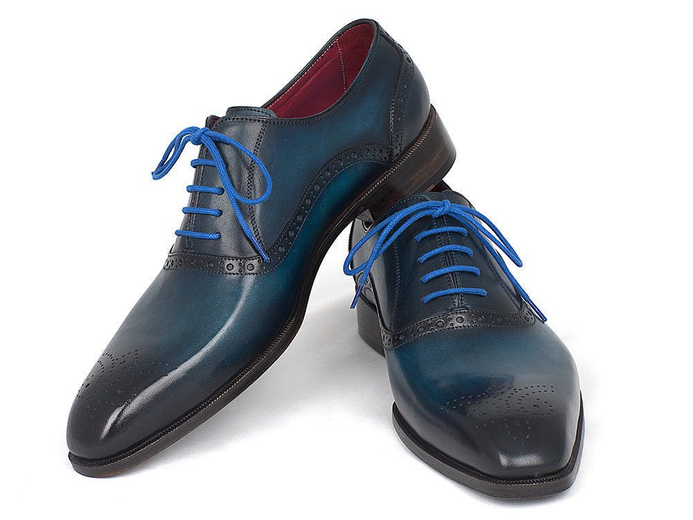 Paul Parkman Men's Medallion Toe Oxfords In Blue And Navy Shoes by Paul Parkman – Don't Panic Shoes
