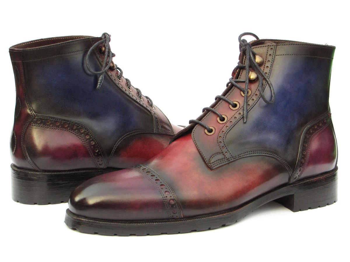 Paul Parkman Men's Multicolor Hand - Painted Cap Toe Boots (IdBt9566 - Mlt) Shoes by Paul Parkman – Don't Panic Shoes