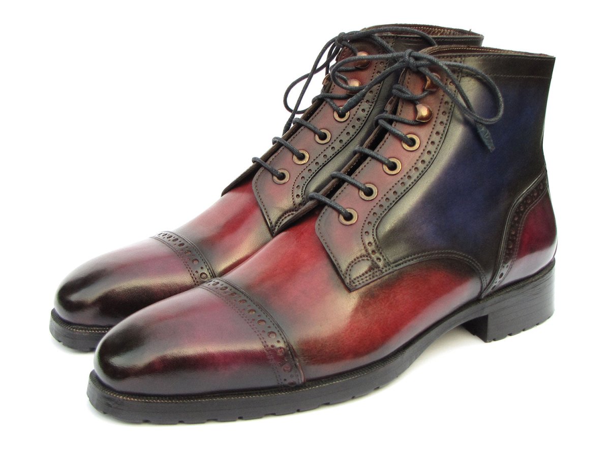 Paul Parkman Men's Multicolor Hand - Painted Cap Toe Boots Shoes by Paul Parkman – Don't Panic Shoes