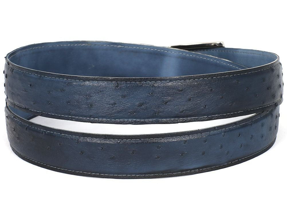 Paul Parkman Men's Navy Genuine Ostrich Belt (IdB04 - Nvy) Shoes by Paul Parkman – Don't Panic Shoes