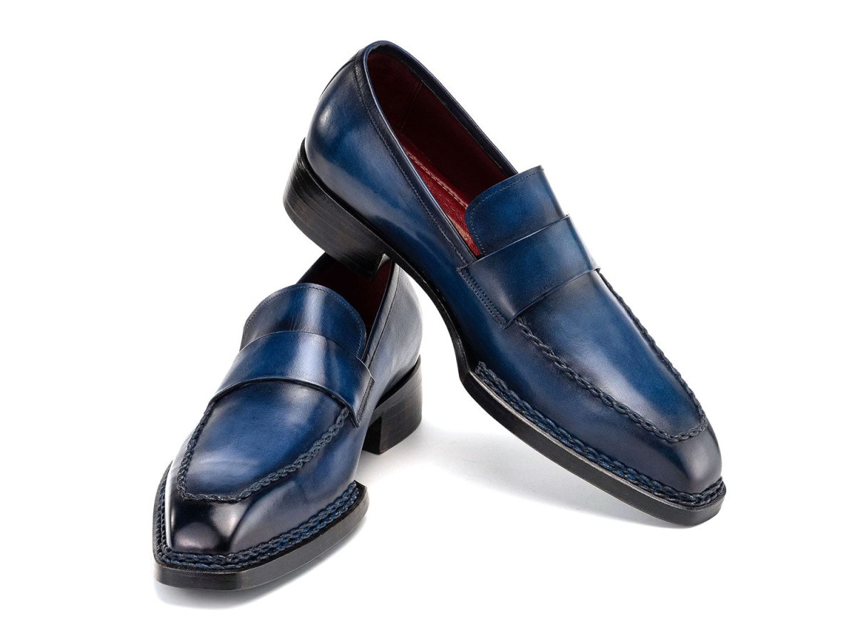 Paul Parkman Men's Norwegian Welted Loafers In Blue Patina Shoes by Paul Parkman – Don't Panic Shoes