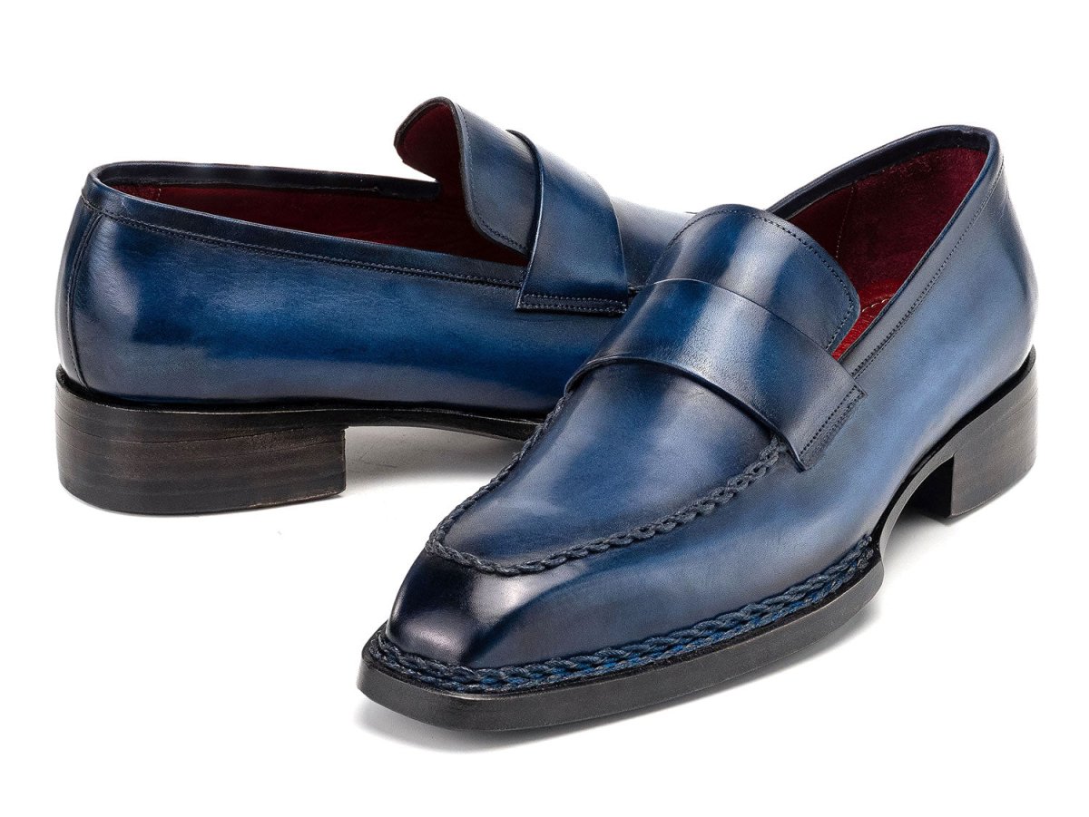 Paul Parkman Men's Norwegian Welted Loafers In Blue Patina Shoes by Paul Parkman – Don't Panic Shoes