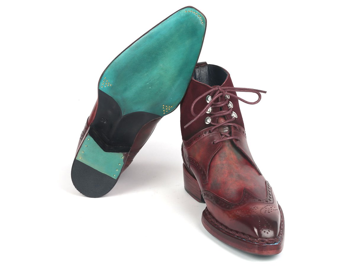 Paul Parkman Men's Norwegian Welted Wingtip Leather And Suede Boots (Id8509 - Bur) by Paul Parkman – Don't Panic Shoes