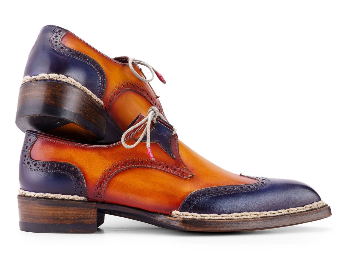 Paul Parkman Men's Norwegian Welted WIngtip Men's Dress Shoes in Blue And Camel Shoes by Paul Parkman – Don't Panic Shoes
