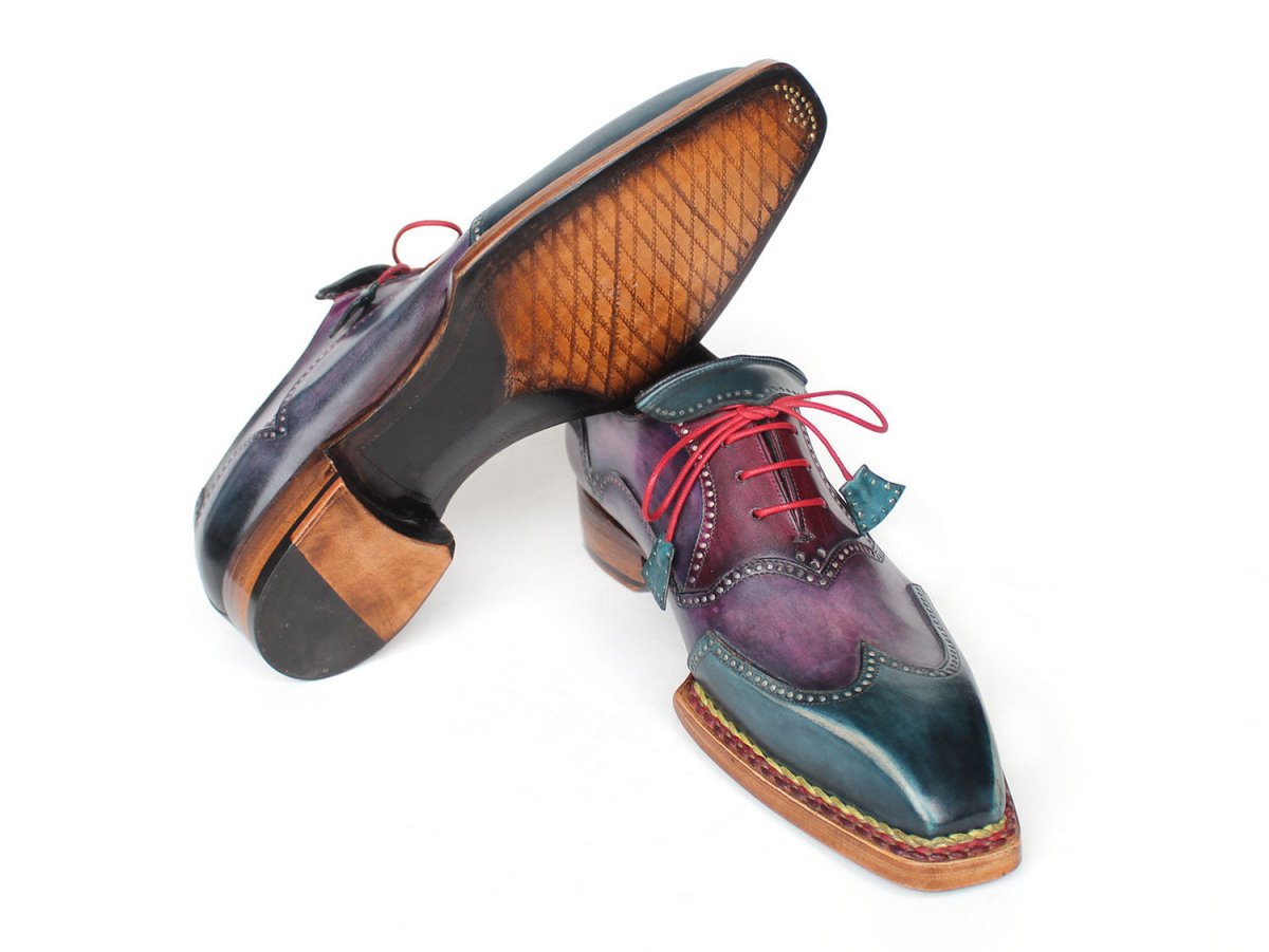 Paul Parkman Men's Norwegian Welted WIngtip Oxford Shoes in Purple And Blue Shoes by Paul Parkman β Don't Panic Shoes