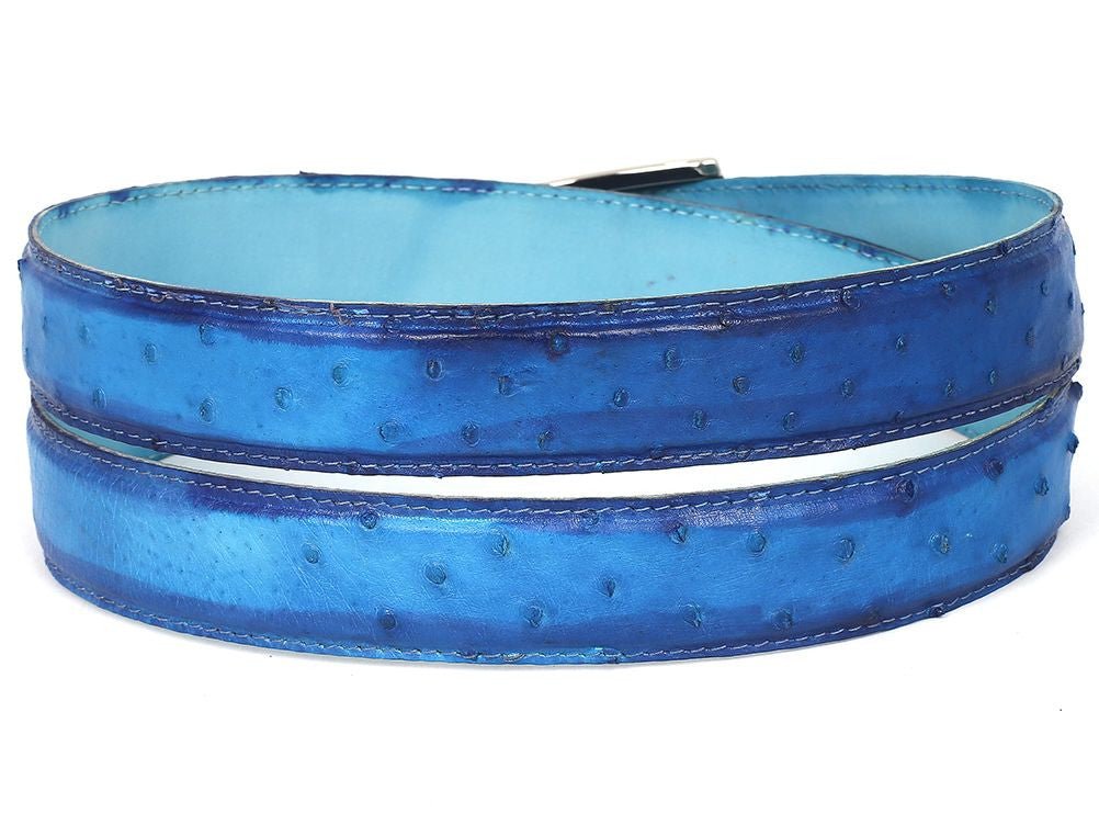 Paul Parkman Men's Ocean Blue Genuine Ostrich Belt (IdB04 - Ocean) Shoes by Paul Parkman – Don't Panic Shoes