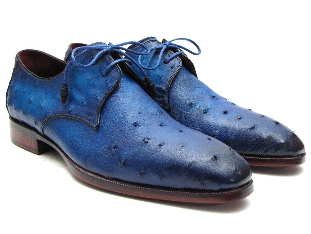 Paul Parkman Men's Ocean Color Genuine Ostrich Derby Shoes (Id79v22) Shoes by Paul Parkman – Don't Panic Shoes
