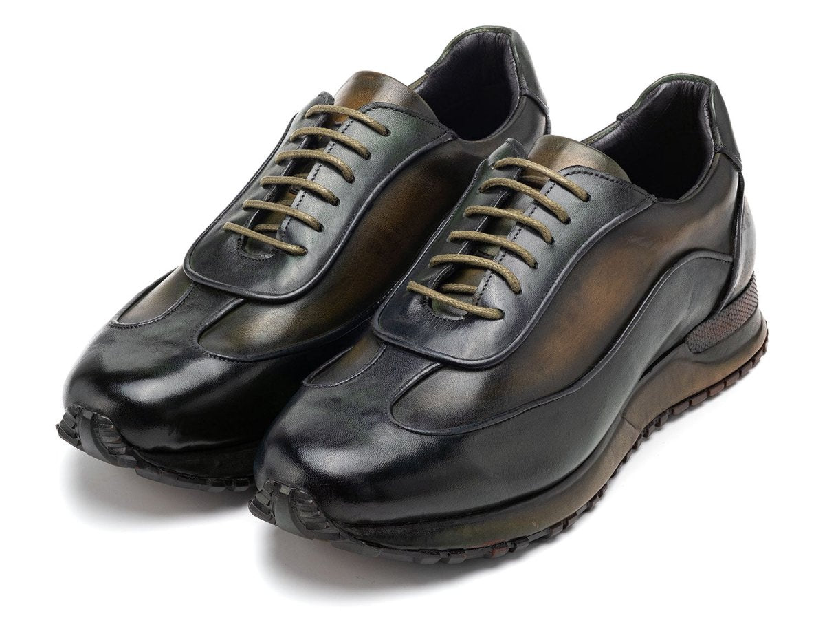 Paul Parkman Men's PatIna Leather Sneakers in Green Shoes by Paul Parkman – Don't Panic Shoes