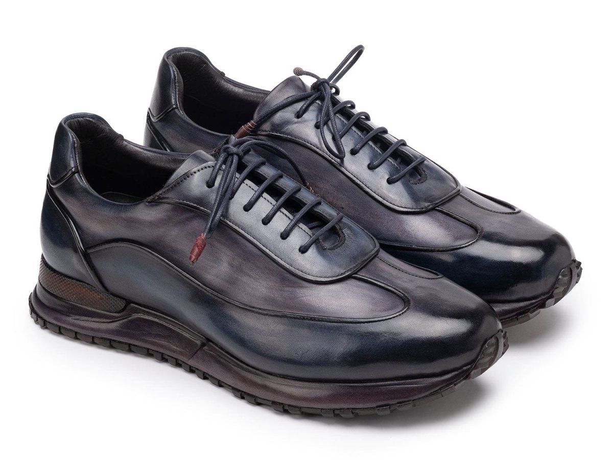 Paul Parkman Men's PatIna Leather Sneakers in Navy And Grey Shoes by Paul Parkman – Don't Panic Shoes