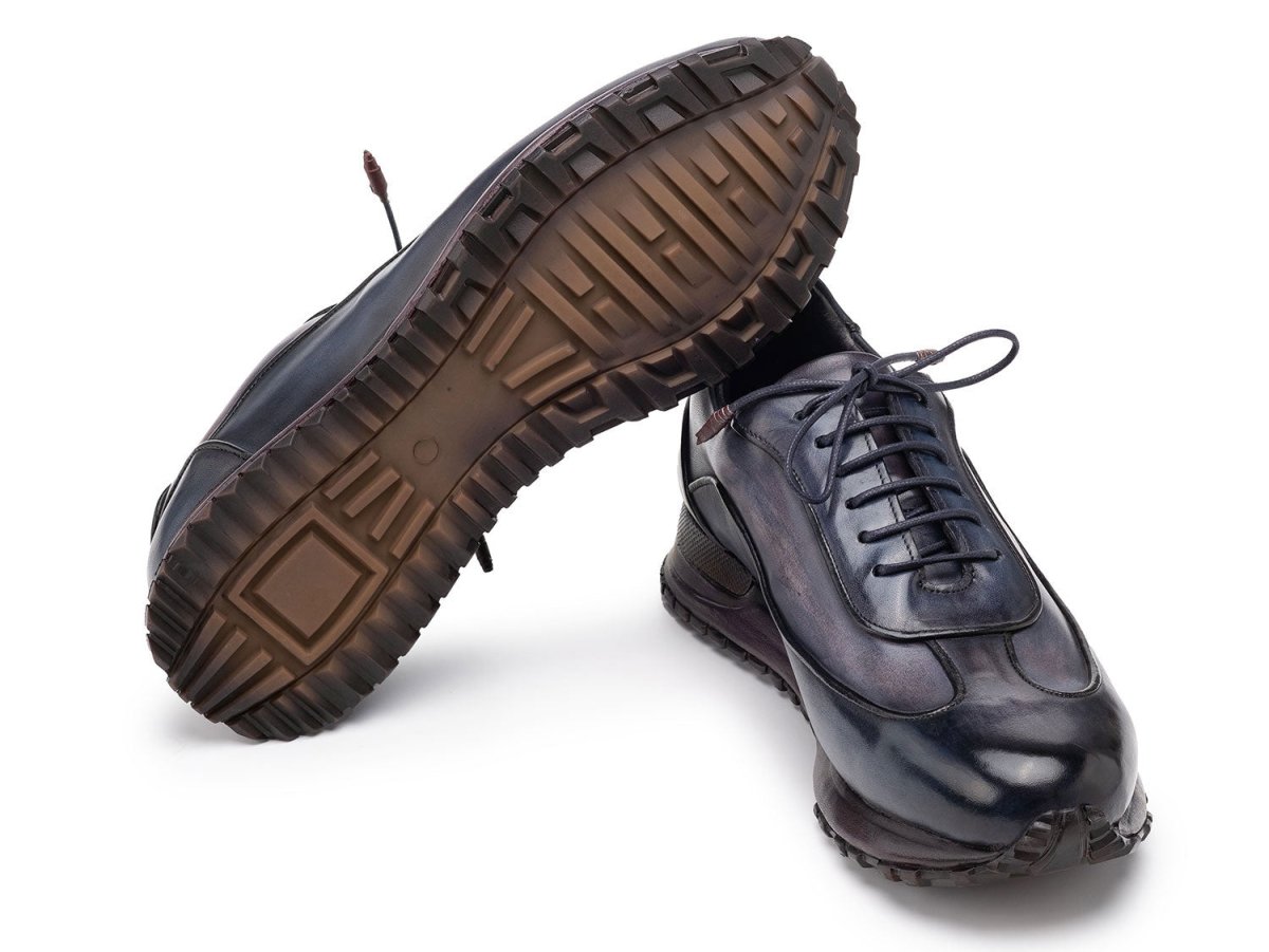 Paul Parkman Men's PatIna Leather Sneakers in Navy And Grey Shoes by Paul Parkman – Don't Panic Shoes