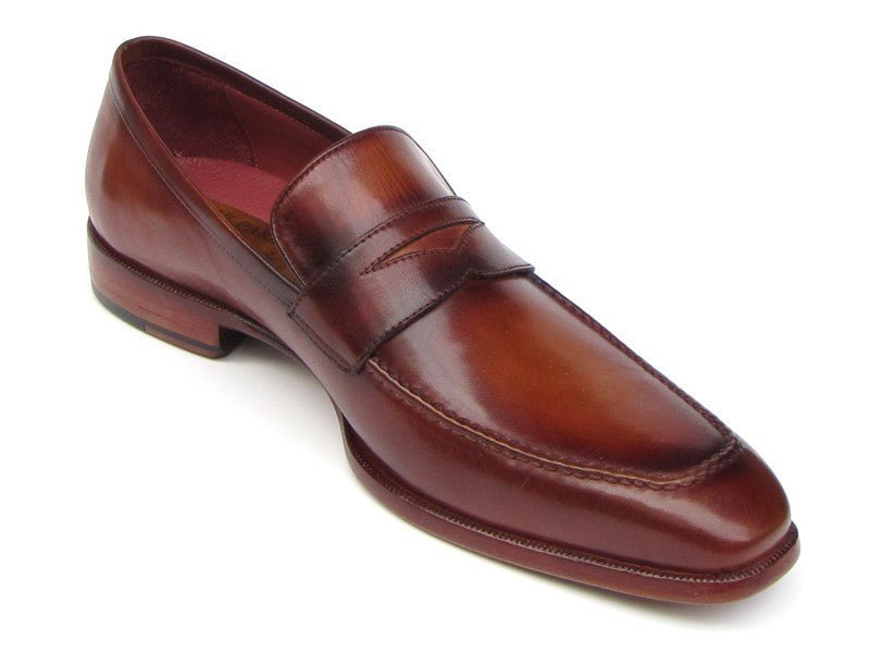 Paul Parkman Men's Penny Loafer Tobacco And Bordeaux Hand - Painted Shoes (Id067 - Brd) by Paul Parkman – Don't Panic Shoes