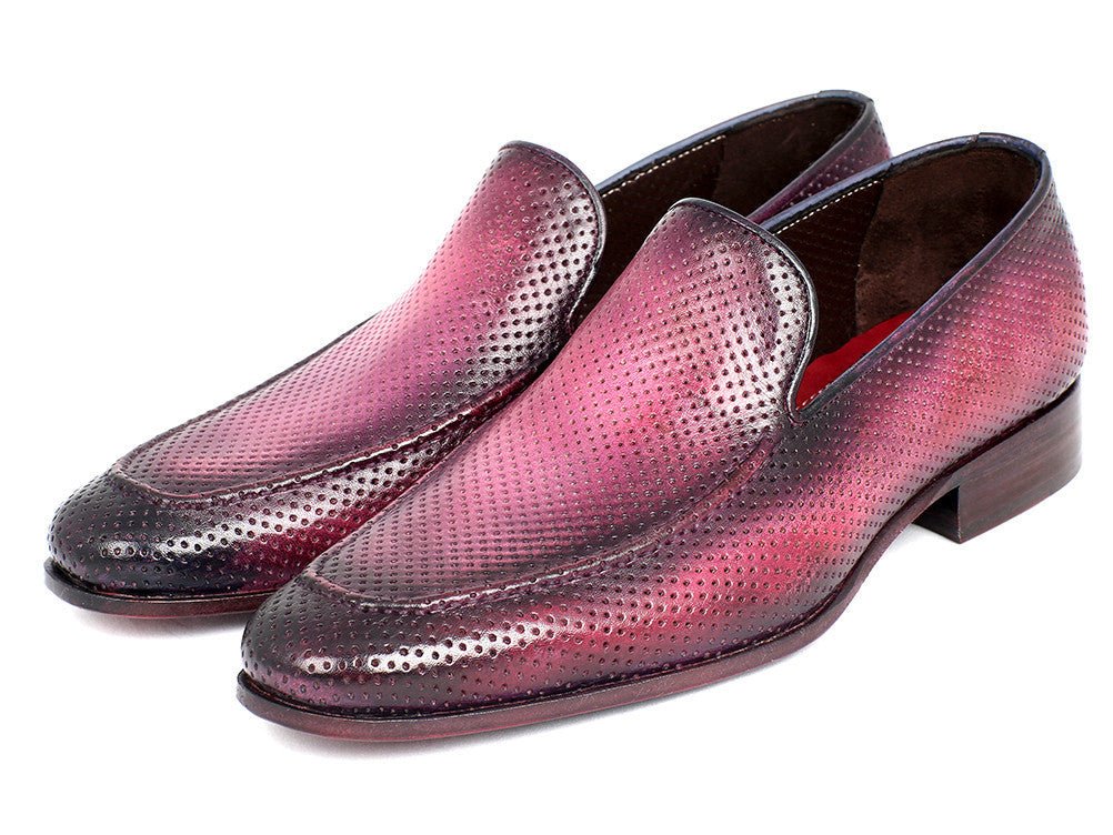 Paul Parkman Men's Perforated Leather Loafers In Purple Shoes by Paul Parkman – Don't Panic Shoes