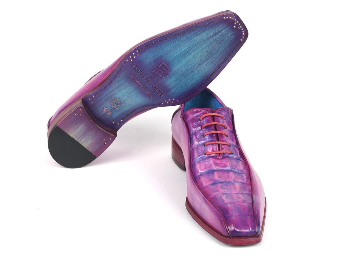 Paul Parkman Men's Purple Croco Textured Leather Bicycle Toe Oxfords (Id94 - 277) by Paul Parkman – Don't Panic Shoes