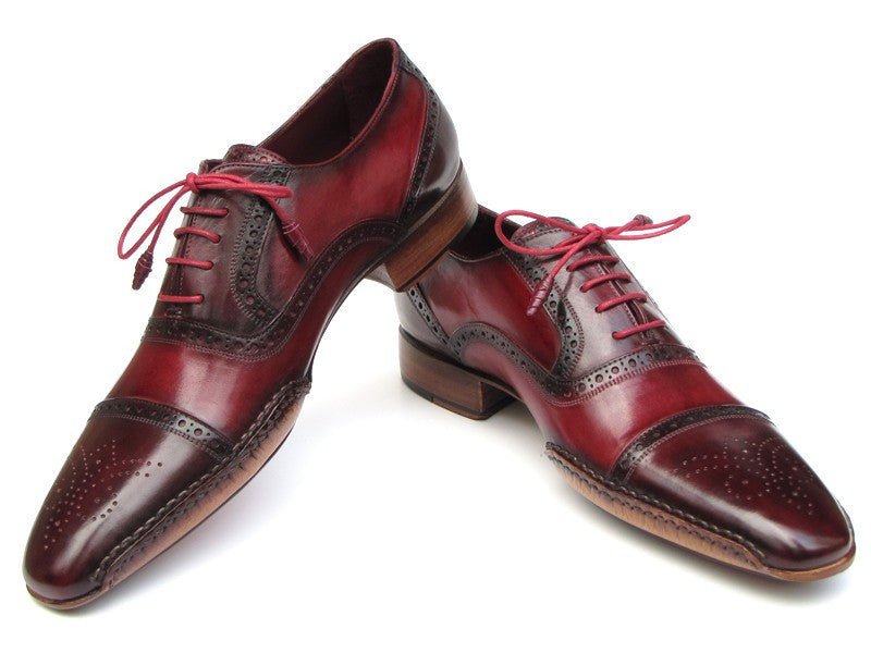 Paul Parkman Men's Side HAndsewn Captoe Oxfords - Red / Bordeaux Leather Upper and Leather Sole (Id5032 - Brd) by Paul Parkman – Don't Panic Shoes