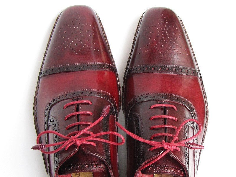 Paul Parkman Men's Side Handsewn Leather Captoe Oxfords In Red / Bordeaux Shoes by Paul Parkman – Don't Panic Shoes