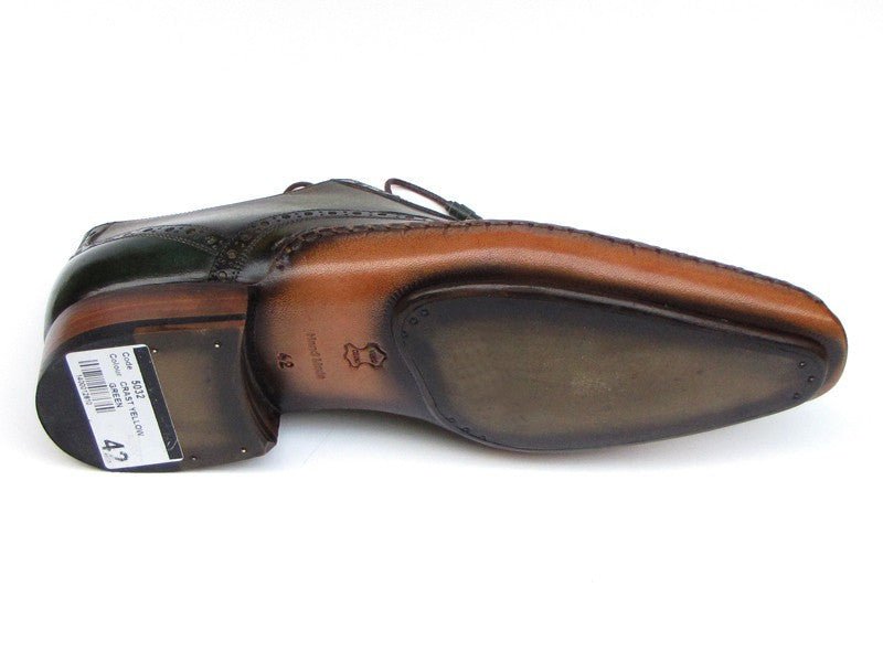 Paul Parkman Men's Side Sewn Leather Captoe Oxfords In Green And Yellow Shoes by Paul Parkman – Don't Panic Shoes