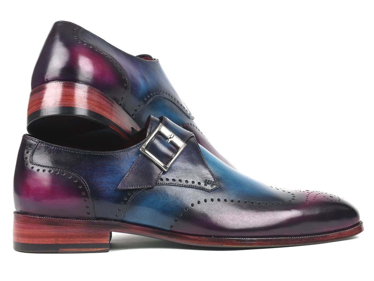 Paul Parkman Men's SIngle Monkstraps in Blue And Purple Shoes by Paul Parkman – Don't Panic Shoes