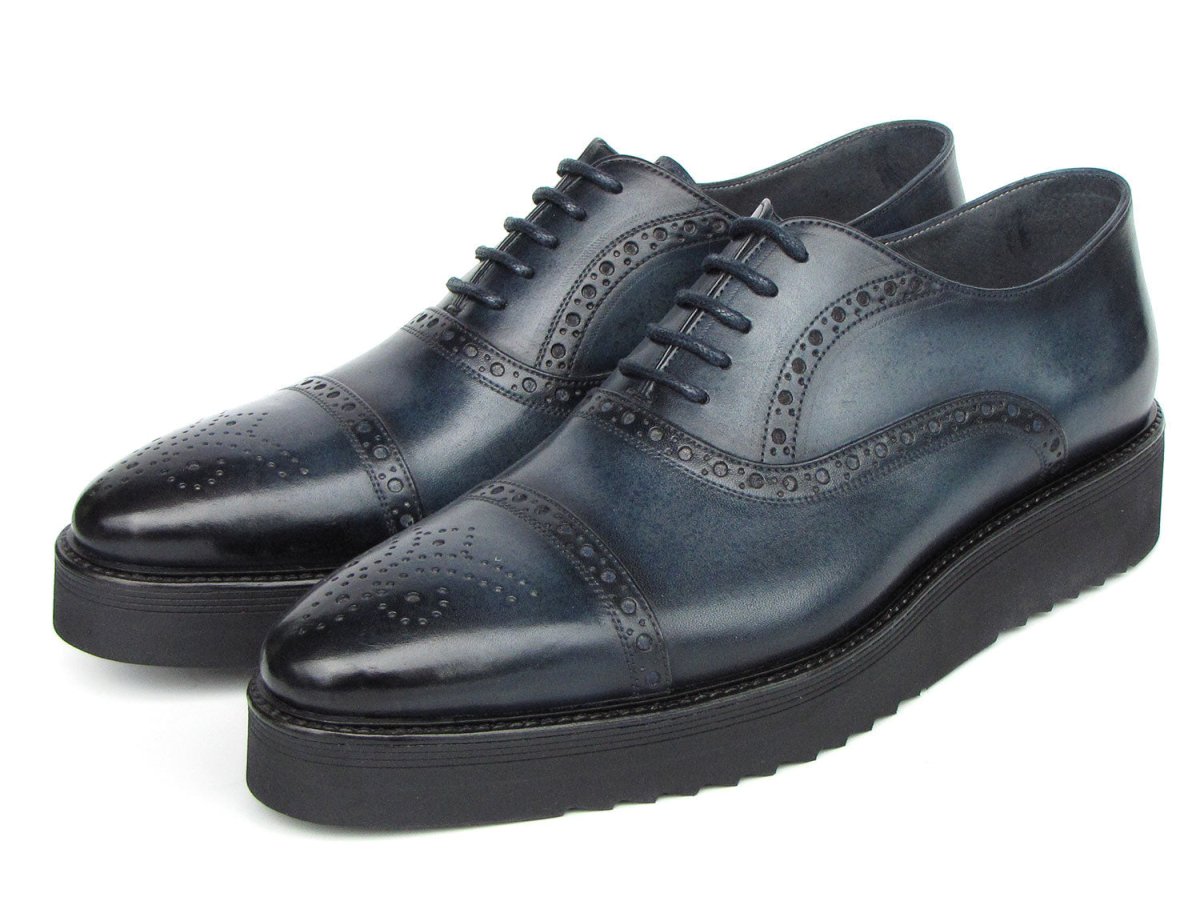 Paul Parkman Men's Smart Casual Cap Toe Oxford Shoes Navy Leather (Id285 - Nvy - Lth) Shoes by Paul Parkman – Don't Panic Shoes
