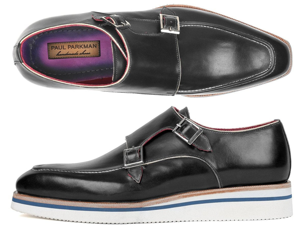 Paul Parkman Men's Smart Casual Monkstrap Leather Shoes In Black Shoes by Paul Parkman – Don't Panic Shoes