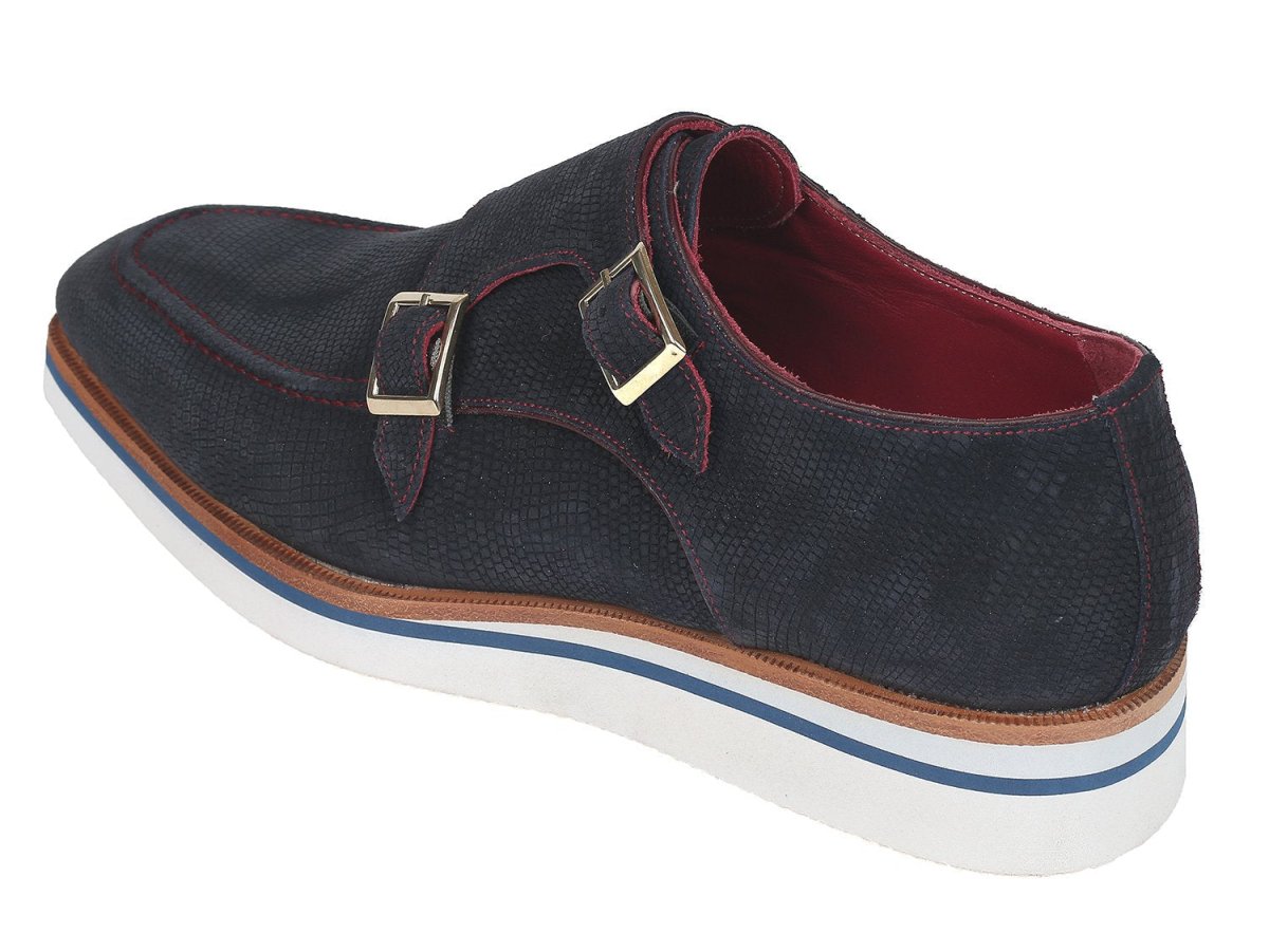 Paul Parkman Men's Smart Casual Monkstrap Suede Shoes In Navy Shoes by Paul Parkman – Don't Panic Shoes