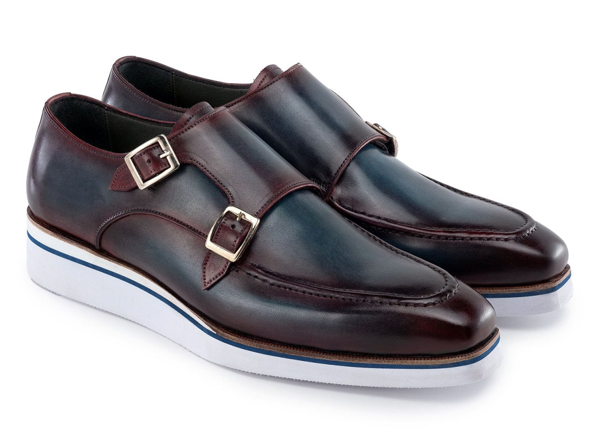 Paul Parkman Men's Smart Casual Monkstraps Blue And Bordeaux Patina (Id189 - Blu - Brd) Shoes by Paul Parkman – Don't Panic Shoes