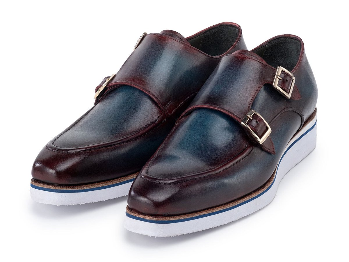 Paul Parkman Men's Smart Casual Monkstraps Blue And Bordeaux Patina (Id189 - Blu - Brd) Shoes by Paul Parkman – Don't Panic Shoes