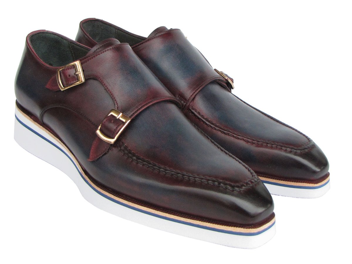 Paul Parkman Men's Smart Casual Monkstraps Blue And Bordeaux Patina Shoes by Paul Parkman – Don't Panic Shoes