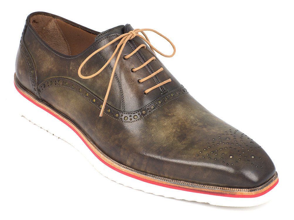 Paul Parkman Men's Smart Casual Oxford Shoes In Army Green Shoes by Paul Parkman – Don't Panic Shoes