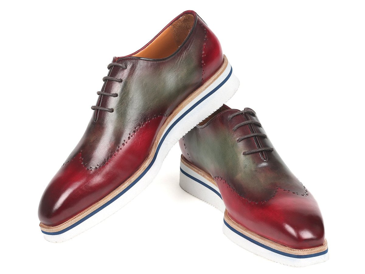Paul Parkman Men's Smart Casual WIngtip Oxfords in Bordeaux And Green Shoes by Paul Parkman – Don't Panic Shoes