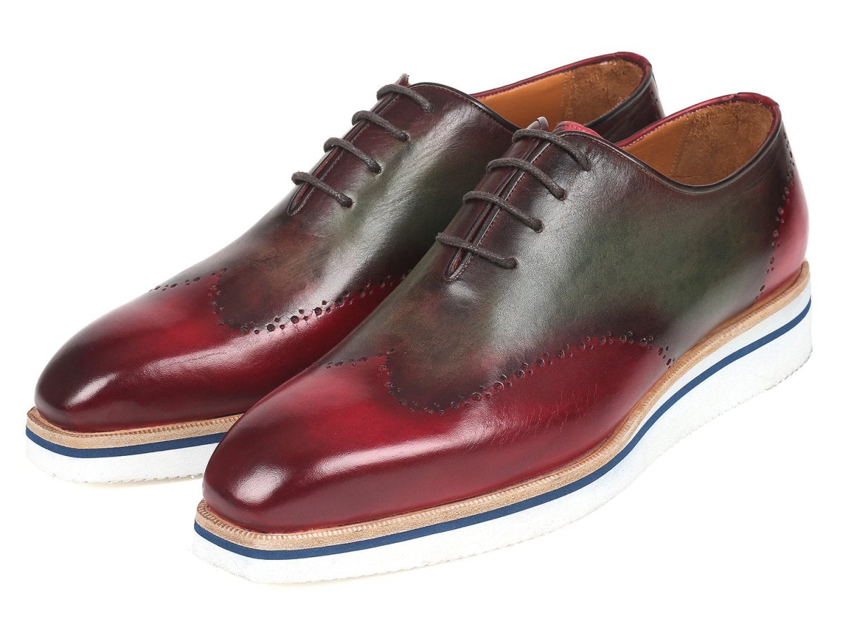 Paul Parkman Men's Smart Casual WIngtip Oxfords in Bordeaux And Green Shoes by Paul Parkman – Don't Panic Shoes