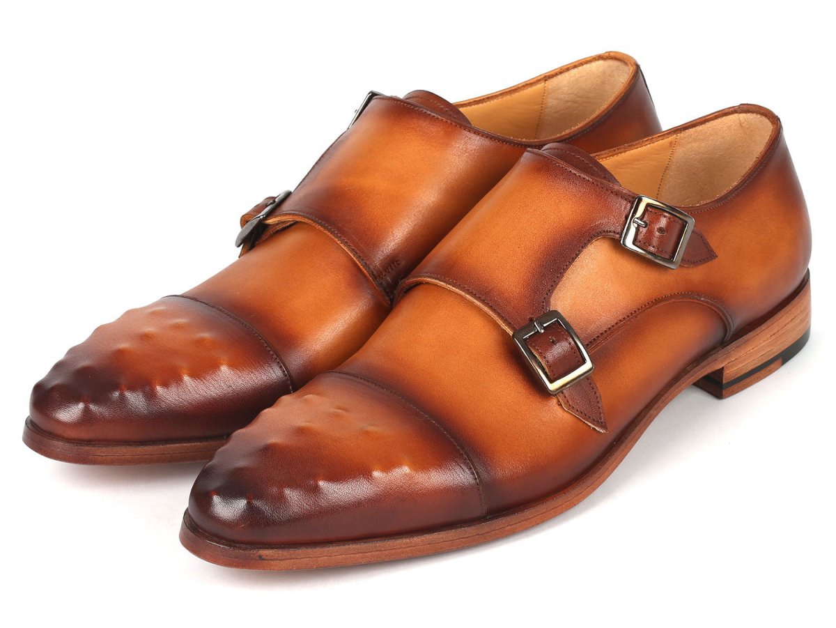 Paul Parkman Men's Studded Cap Toe Monkstraps Light Brown (Id047 - Cml) by Paul Parkman – Don't Panic Shoes