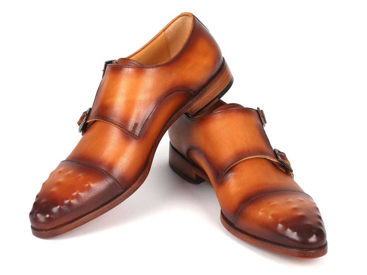 Paul Parkman Men's Studded Cap Toe Monkstraps Light Brown (Id047 - Cml) by Paul Parkman – Don't Panic Shoes