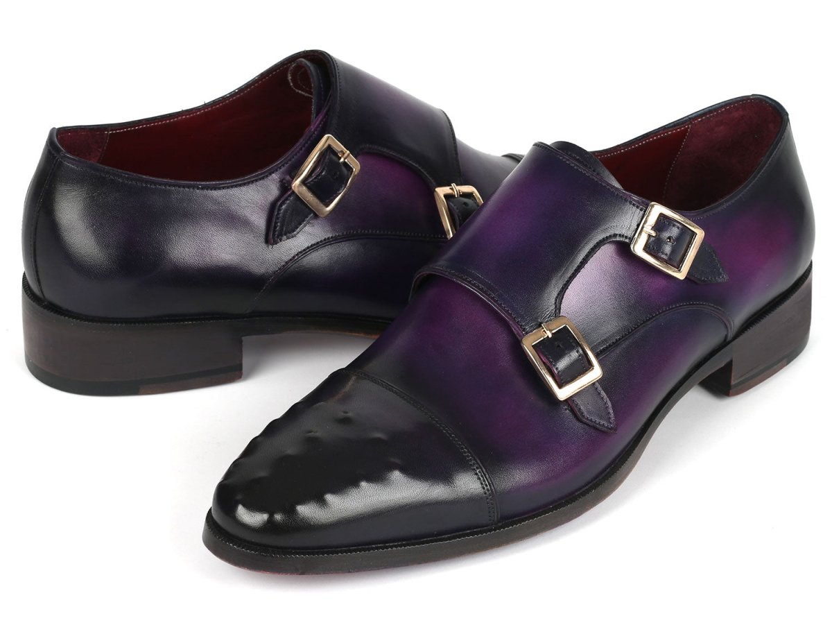 Paul Parkman Men's Studded Cap Toe Monkstraps Purple (Id047 - Prp) Shoes by Paul Parkman – Don't Panic Shoes