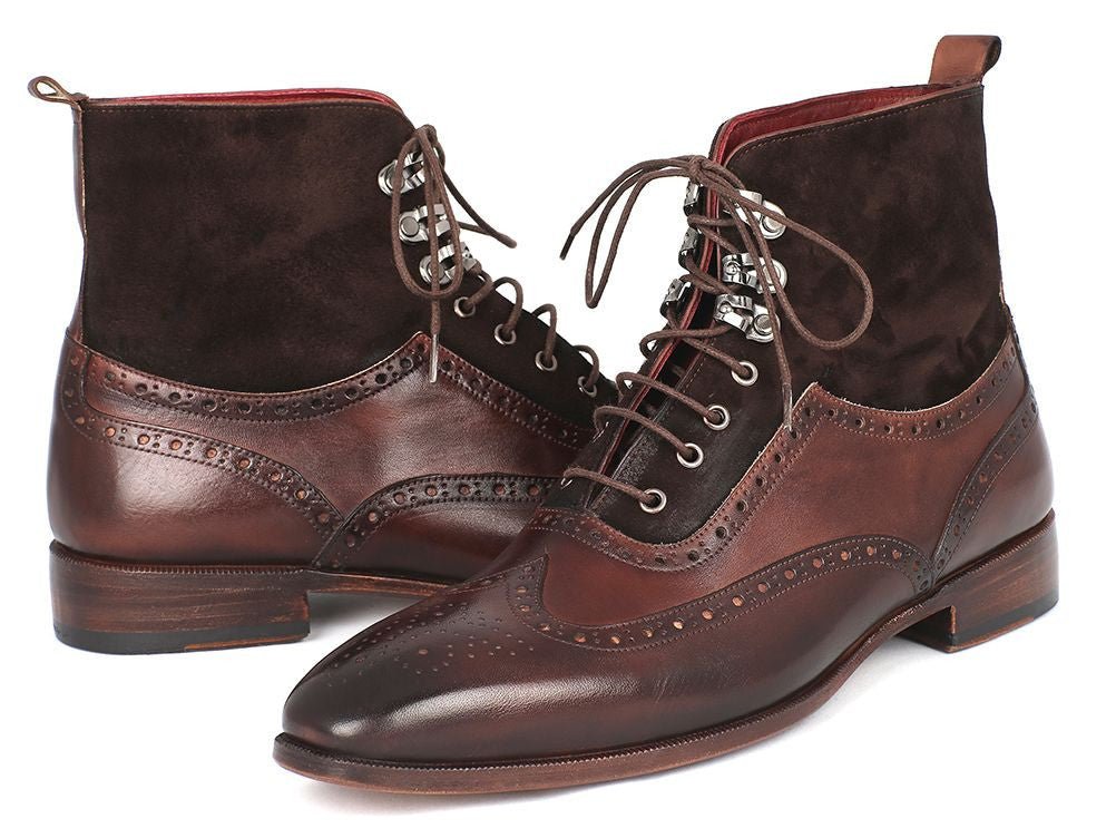 Paul Parkman Men's Suede And Leather WIngtip Boots in Brown Shoes by Paul Parkman – Don't Panic Shoes