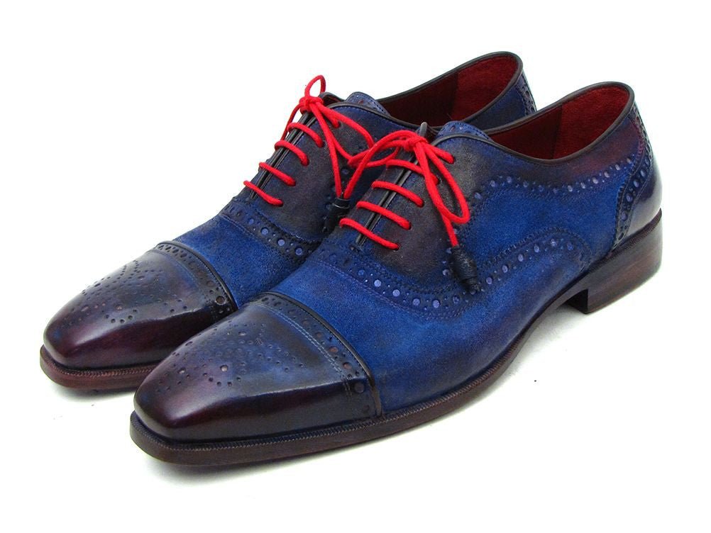 Paul Parkman Men's Suede Captoe Oxfords In Blue Shoes by Paul Parkman β Don't Panic Shoes