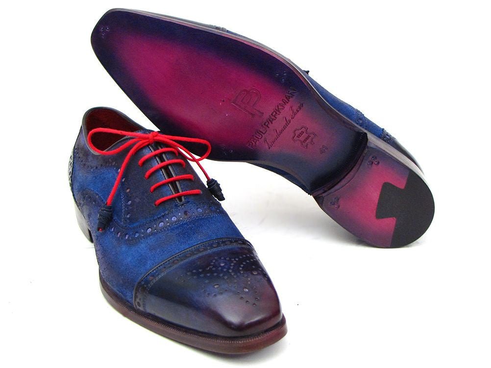 Paul Parkman Men's Suede Captoe Oxfords In Blue Shoes by Paul Parkman β Don't Panic Shoes