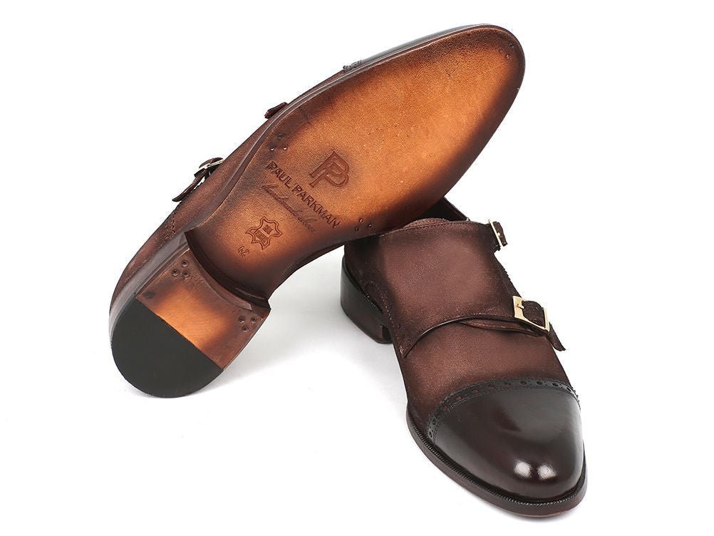 Paul Parkman Men's Suede Double Monkstraps In Brown And Beige Shoes by Paul Parkman – Don't Panic Shoes