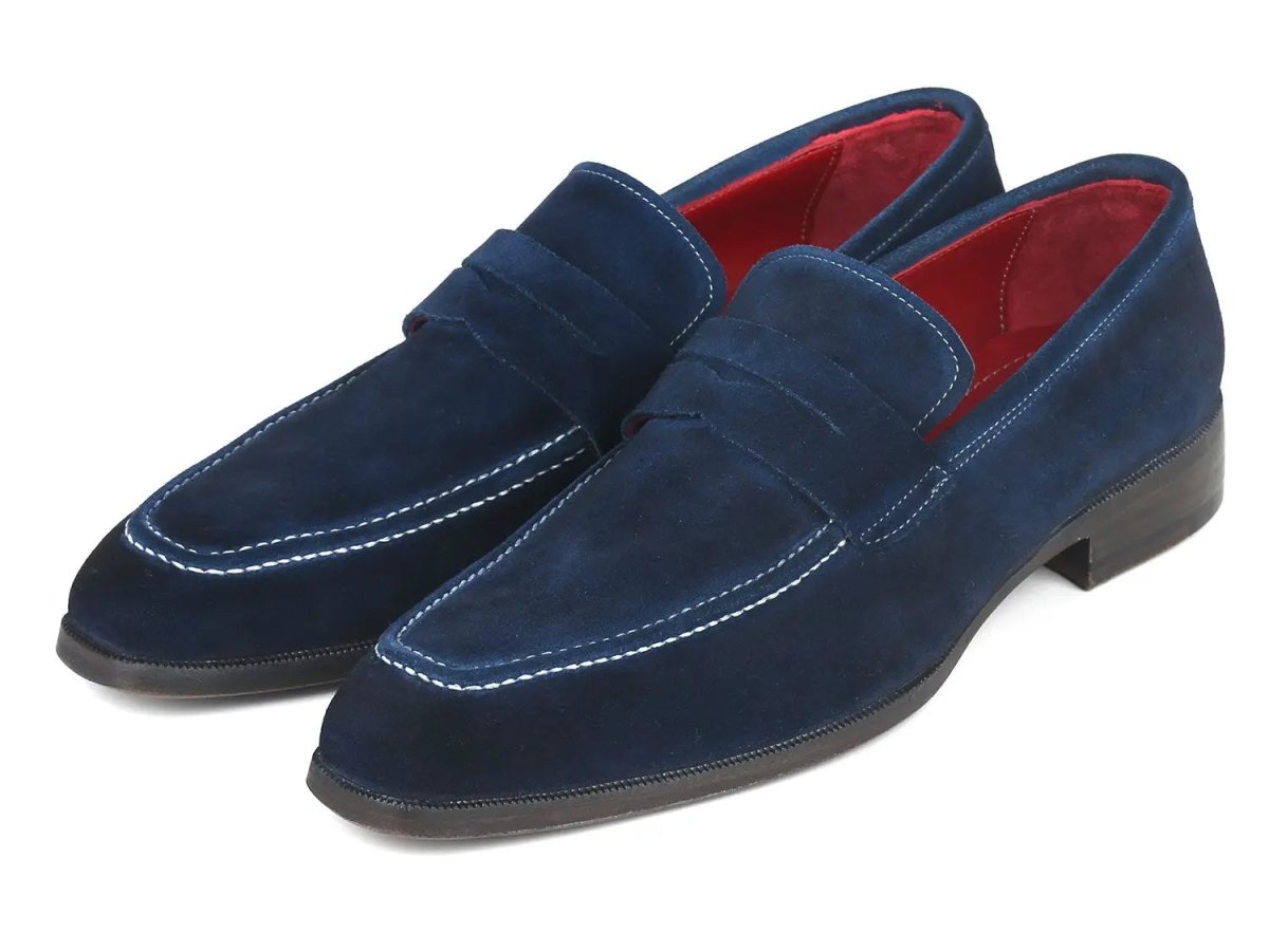 Paul Parkman Men's Suede Penny Loafers In Navy Shoes by Paul Parkman – Don't Panic Shoes