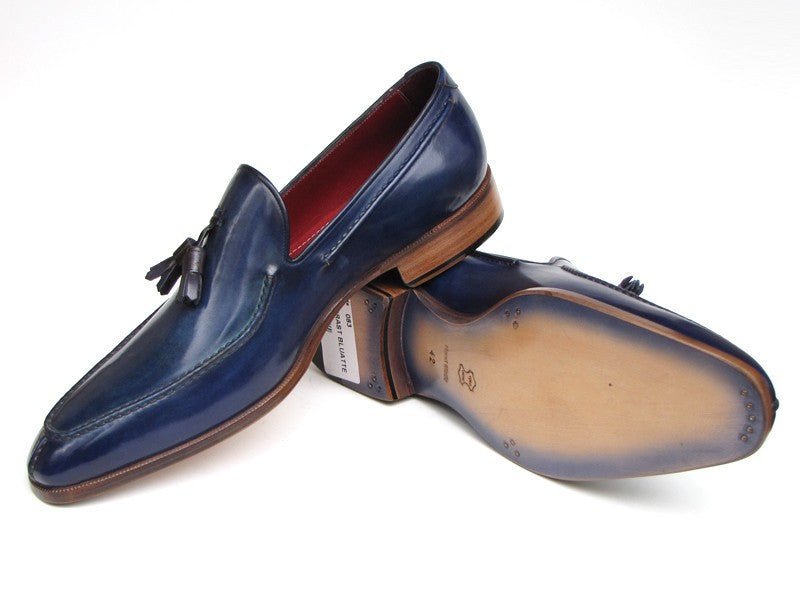 Paul Parkman Men's Tassel Loafer Blue Hand Painted Leather (Id083 - Blu) by Paul Parkman – Don't Panic Shoes