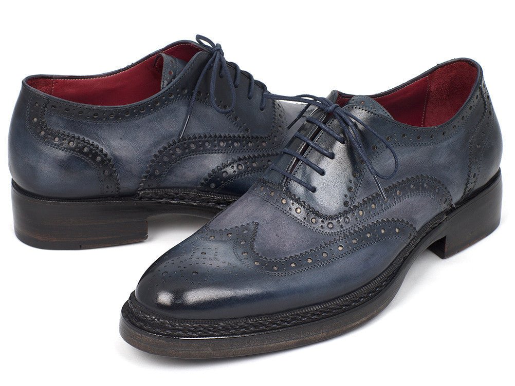 Paul Parkman Men's Triple Leather Sole Wingtip Brogues Blue (Id027 - Trp - Blu) by Paul Parkman – Don't Panic Shoes