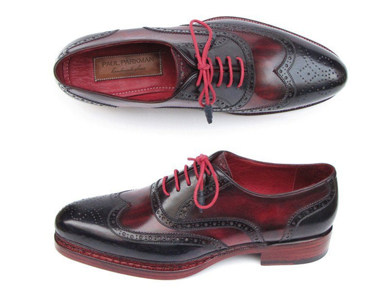 Paul Parkman Men's Triple Leather Sole Wingtip Brogues Navy And Red (Id027 - Trp - Nvybrd) by Paul Parkman – Don't Panic Shoes