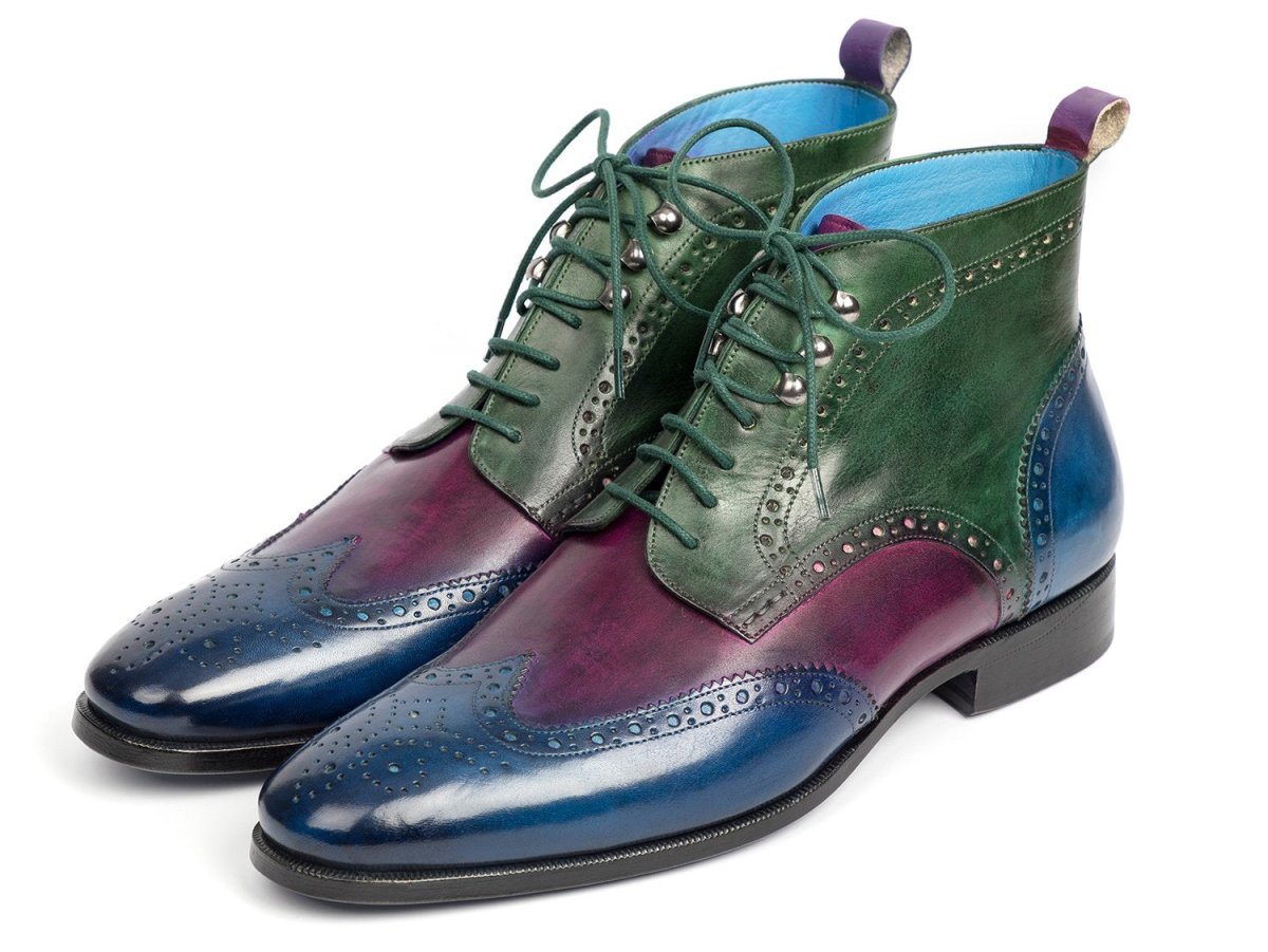Paul Parkman Men's WIngtip Ankle Boots in Blue, Purple And Green Shoes by Paul Parkman – Don't Panic Shoes