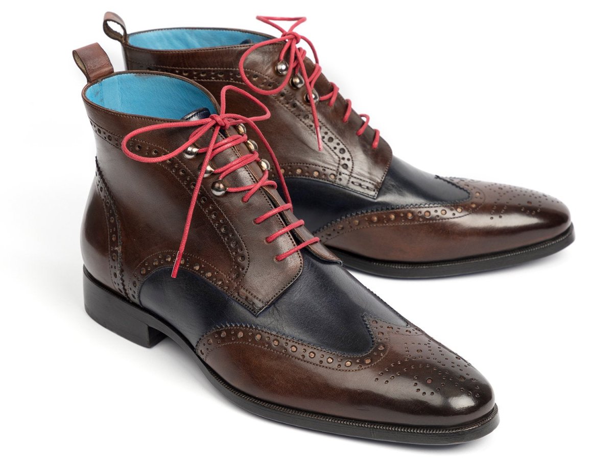 Paul Parkman Men's WIngtip Ankle Boots in Brown And Blue Shoes by Paul Parkman – Don't Panic Shoes
