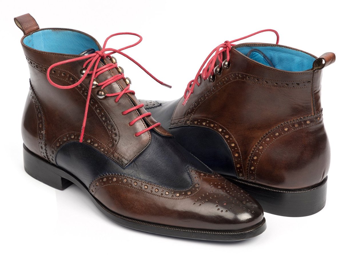 Paul Parkman Men's WIngtip Ankle Boots in Brown And Blue Shoes by Paul Parkman – Don't Panic Shoes