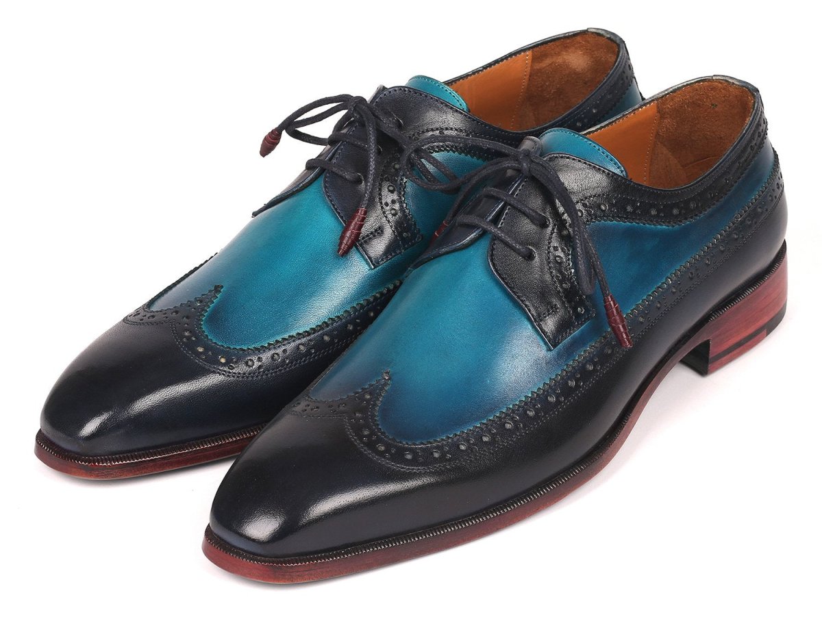 Paul Parkman Men's WIngtip Derby Shoes in Blue Dual Tone Shoes by Paul Parkman – Don't Panic Shoes
