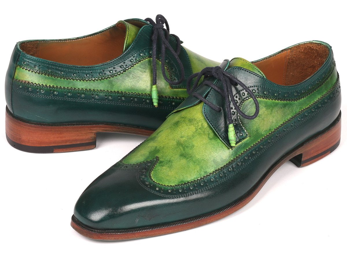 Paul Parkman Men's WIngtip Derby Shoes in Green Dual Tone Shoes by Paul Parkman – Don't Panic Shoes