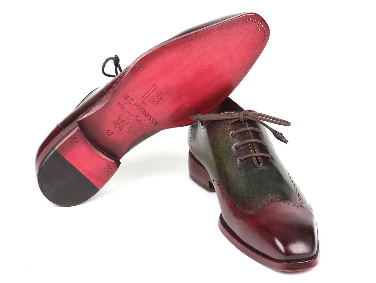 Paul Parkman Men's WIngtip Leather Oxfords in Bordeaux And Green Shoes by Paul Parkman – Don't Panic Shoes