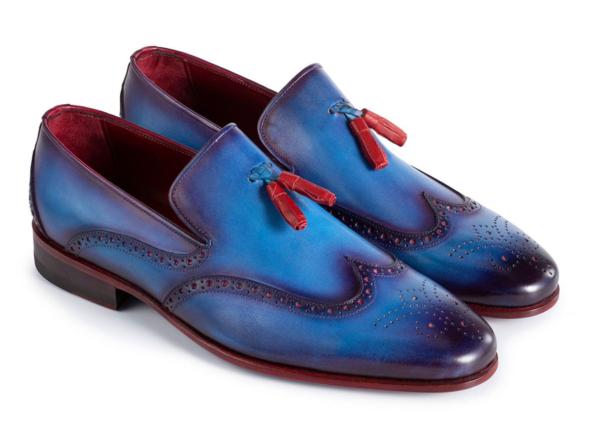 Paul Parkman Men's WIngtip Leather Tassel Loafers in Blue Shoes by Paul Parkman – Don't Panic Shoes