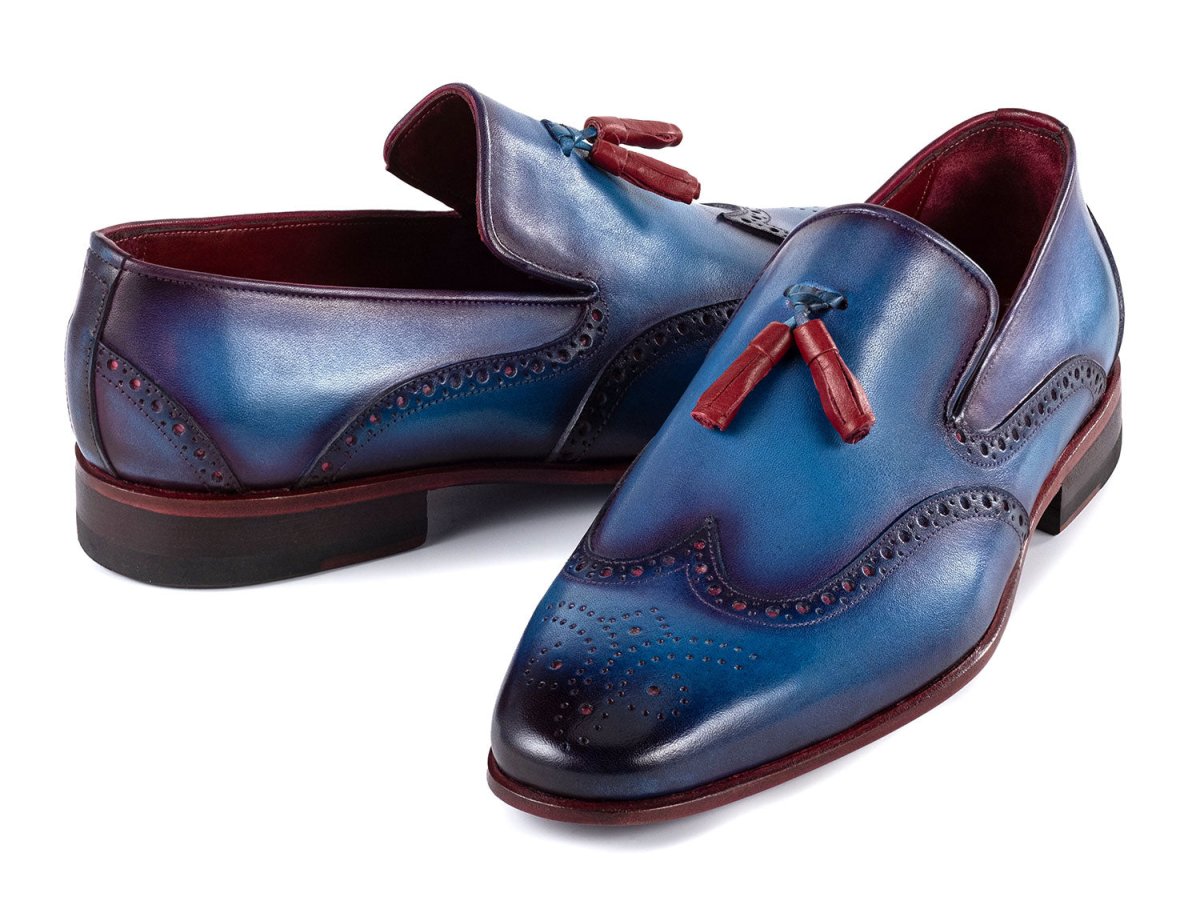 Paul Parkman Men's WIngtip Leather Tassel Loafers in Blue Shoes by Paul Parkman – Don't Panic Shoes